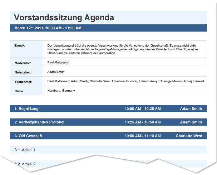 meeting agenda muster