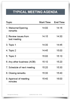 Typical Meeting Agenda